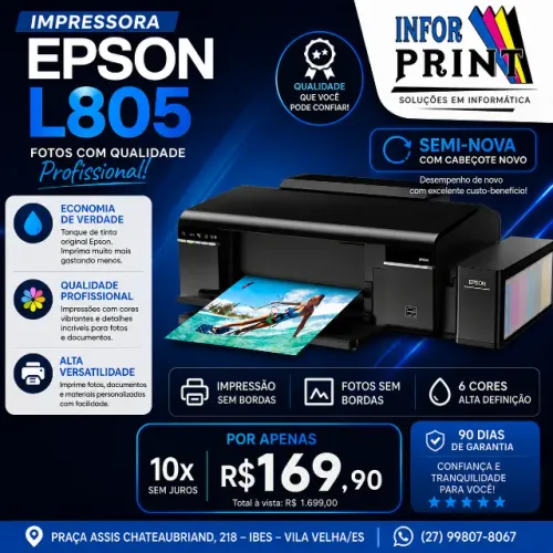 Impressora Epson L805 Semi Nova com Cabeçote Novo