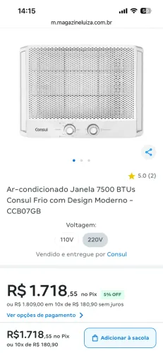 Ar-Condicionado Janela 7500 BTUs Cônsul
