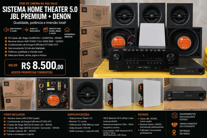 Vendo sistema homecine 5.0 de embutir JBL