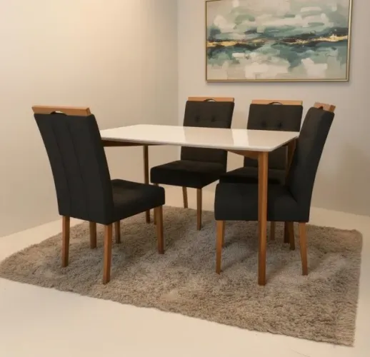 Conjunto Mesa Siena 120 com 4 Cadeiras EstofadasI