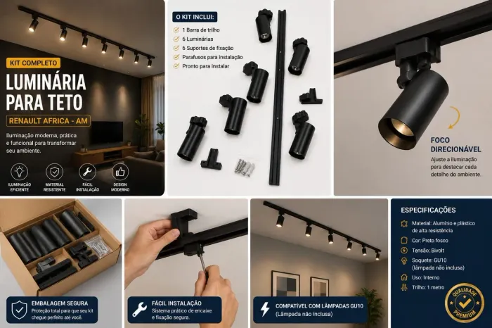Kit Luminária Spot para Trilho - Design Moderno e Iluminação Direcionável