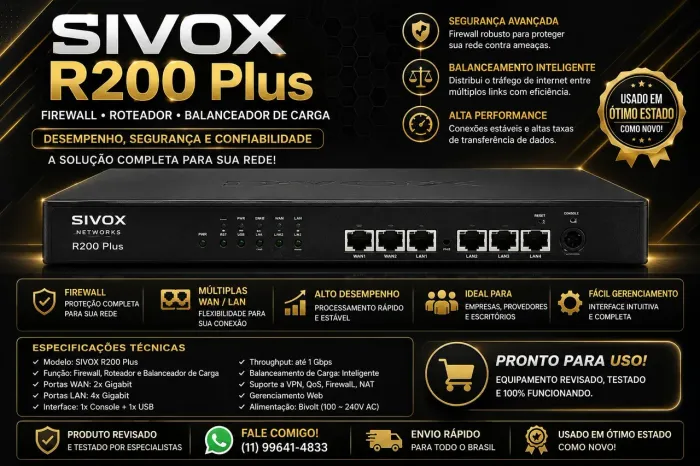 Firewall SIVOX R200 Plus Balanceador de Carga Gigabit VPN