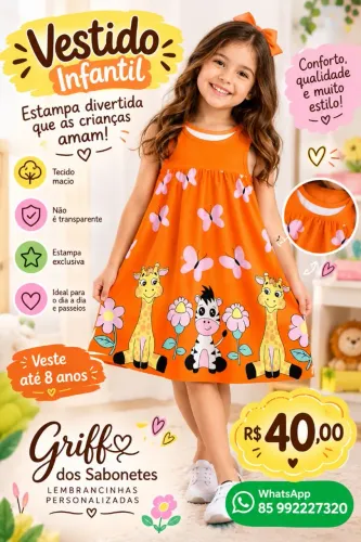 Vestidos infantis em malha , estampa divertida