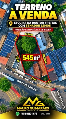 Terrenol para venda possui 545 metros quadrados em Pedreira - Belém - PA