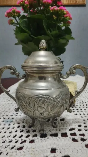 Açucareiro Antigo Prata de Lei Metal Nobre