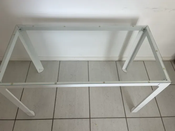 Escrivaninha Metal Tok Stock com Tampo Vidro