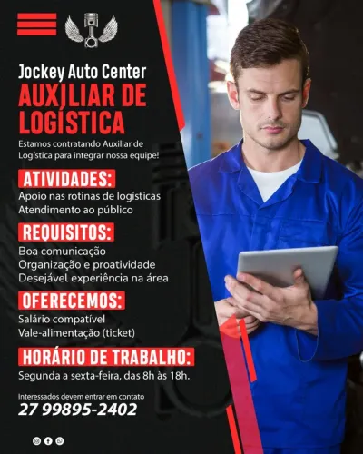 Vaga para auxiliar de logística 