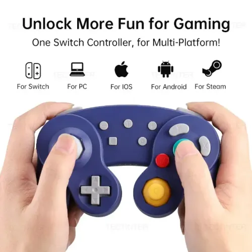 Controle GameCube Bluetooth para Switch PC Android Steam com Turbo e Giroscópio