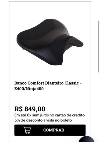 Banco confort ninja / Z 400 marca Pedrinho 