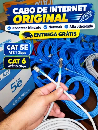 Cabo de rede internet (CAT6/CAT5E) 2m 3m 5m 10m 15m 20m 25m 30m 40m metros