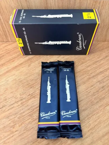 Palhetas Vandoren para Sax Soprano 2½ - Kit com 2 (NOVAS)