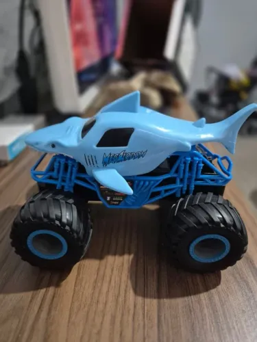 Monster Truck Carrinho Controle Remoto Para Crianças Azul-celeste Tubarão