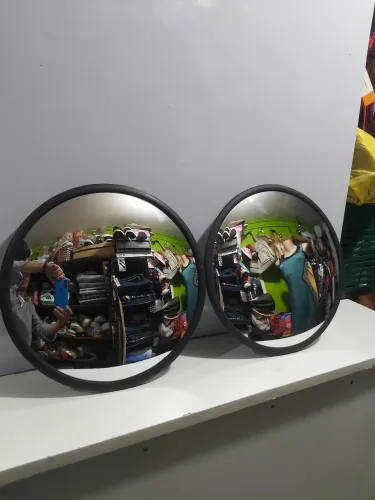 Dois espelhos de segurança retrovisor convexo 33 cm acabamento borracha sem  ASTE 