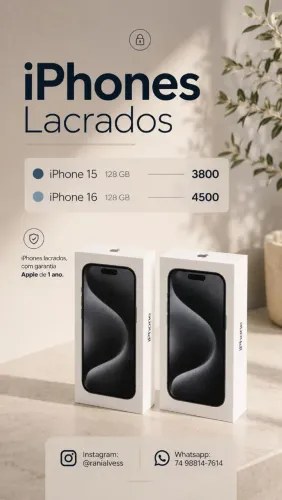 iPhone 15 e 16 lacrados
