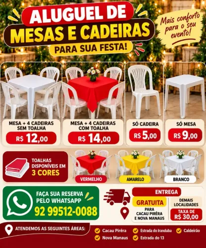 Aluguel de mesas e cadeiras