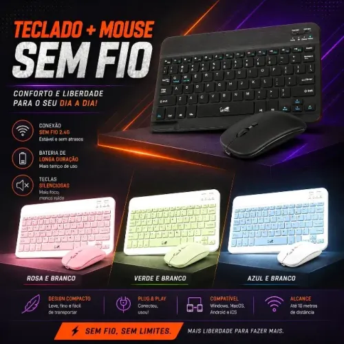 Teclado com mouse bluetooth