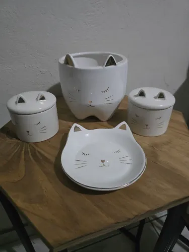 Organizadores de cerâmica gatinho