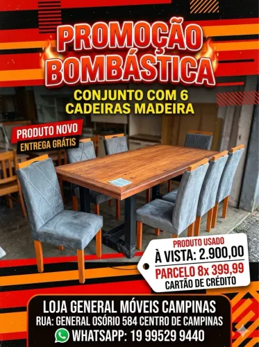 Mesa de jantar com 6 cadeiras entrego