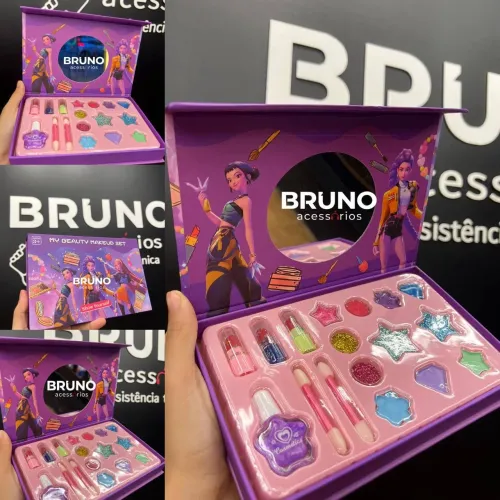 Kit dia das crianças maleta maquiagem GUERREIRAS KPOP
