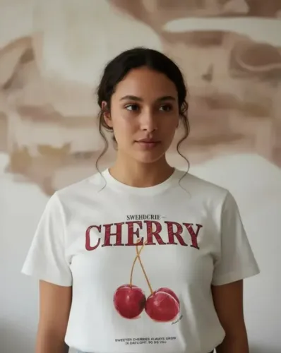 Blusa T-shirt Classic Silk Cherry Off White Feminina - C&A