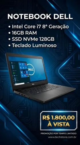 Notebook Dell i7 8 geração 16 de ram nvme 128gb