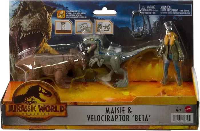 Jurassic World Boneco Maisie E Velociraptor Beta Mattel Lacrado de Fábrica 