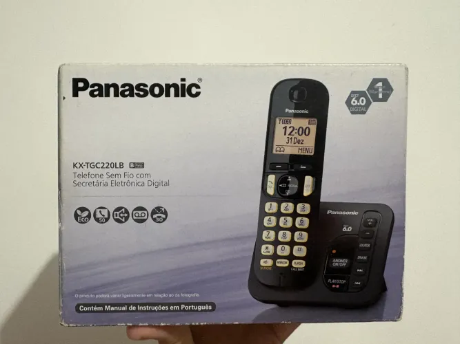 telefone sem fio Panasonic KX-TGC220LBB inclui uma secretária eletrônica digital.