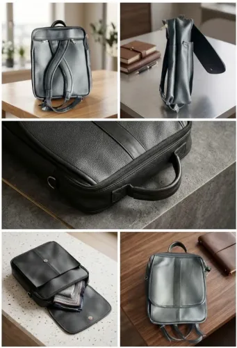 Mochila de Couro Preta Executiva - Nova, Elegante e Resistente