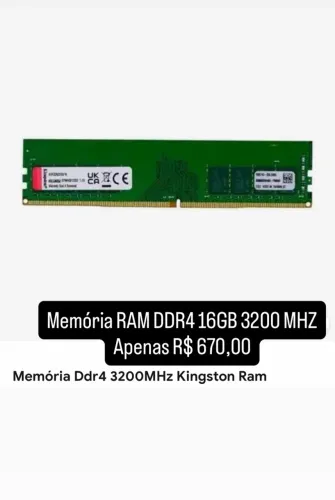 Memória RAM 16GB DDR4 Kingston 3200Mhz