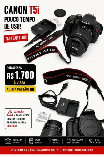Câmera profissional cânon t5i 