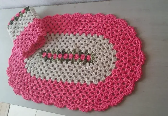 Tapete de crochê para banheiro, sala ou quarto