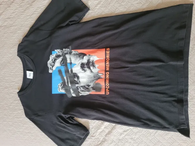 Camisa preta estampada zara G