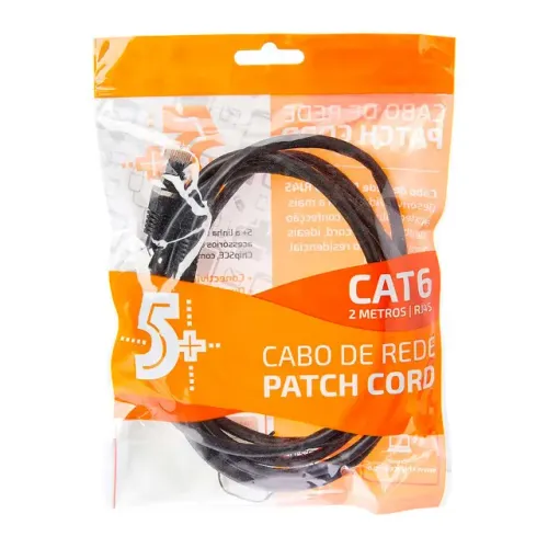 Cabo de Rede CAT6 Blindado 5 Metros Crimpado RJ45 - Entrega grátis em Campo Grande MS