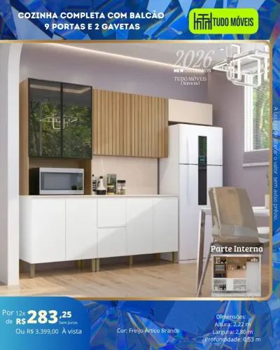 COZINHA COMPLETA  COM BALCÃO ? 9 PORTAS E 2 GAVETAS*    zap * 