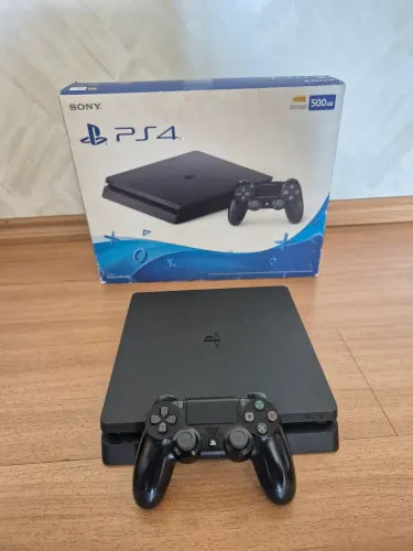 PlayStation 4 Slim impecável com caixa, controle, manual e 2 jogos.