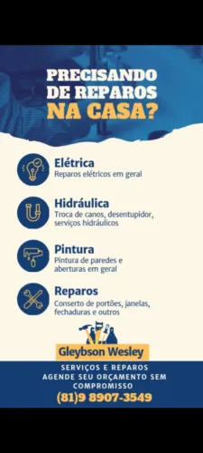 Reformas, pinturas e reparos.