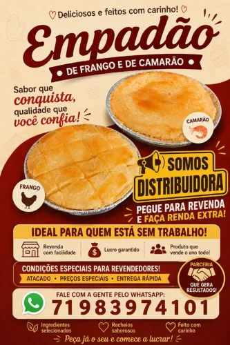 Empadas para Revenda com Preço de Distribuidora!