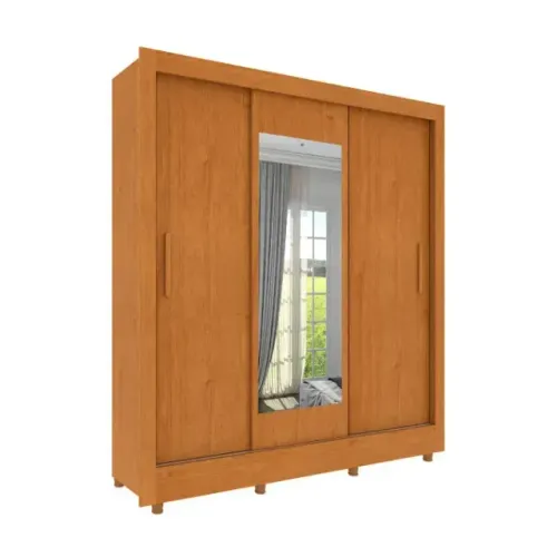 Guarda Roupa Amadeirado Paraty Com Espelho 1m90