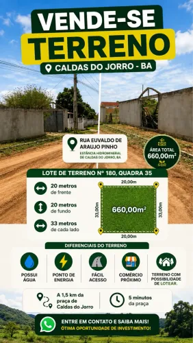 TERRENOS EM CALDAS DO JORRO-BA
