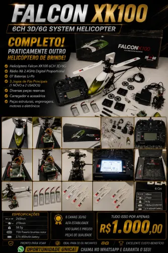 Helicóptero FALCON-Xk 100 - Controle Remotoe