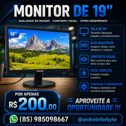 Monitor de 19 polegadas /Acompanha os Cabos