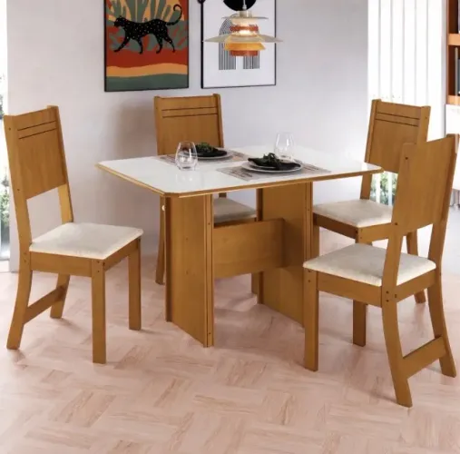 Conjunto de Jantar Valência 110 com 4 Cadeiras Estofadas