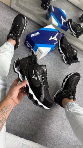 Tenis Mizuno Wave Beta 2 Preto Branco Refletivel
