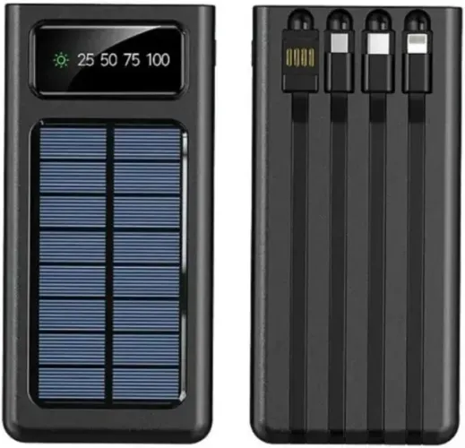 Carregador Portatil Power Bank 10.000mAh 5 em 1 com Banco de Energia Solar Novo