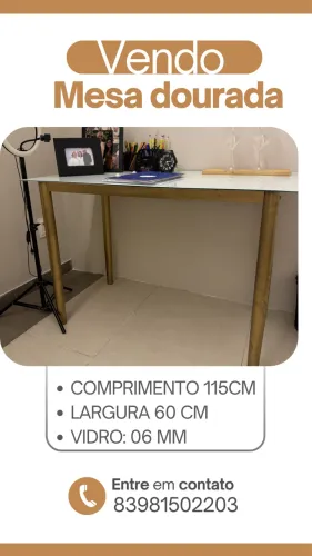 Mesa metalon dourada