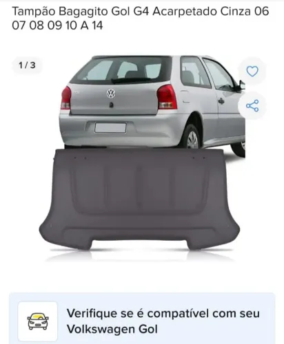 Tampão bagageiro Gol G4 Acarpetado cinza 06 07 08 09 10 A 14