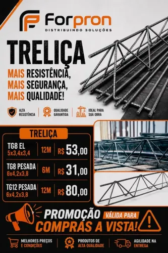 Super promoção de começo do mês em vergalhões e treliças ?