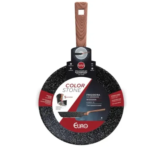 Euro Home - Frigideira 24 cm, 1.5 L Antiaderente Color Stone Wooden - Retirada Freguesia