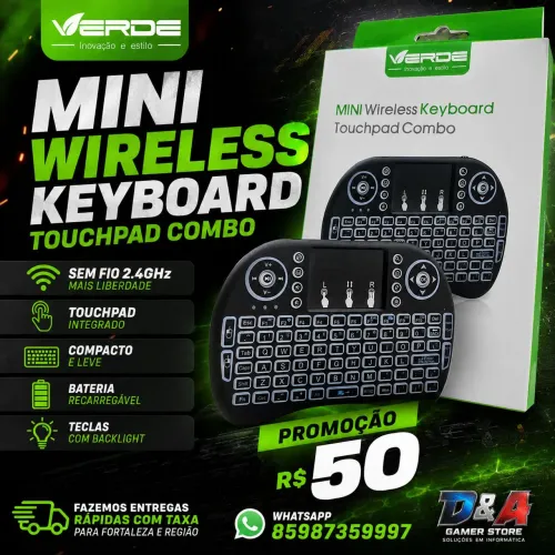 Mini Teclado Wireless com Touchpad RGB Promoção R$50 Fazemos entregas!