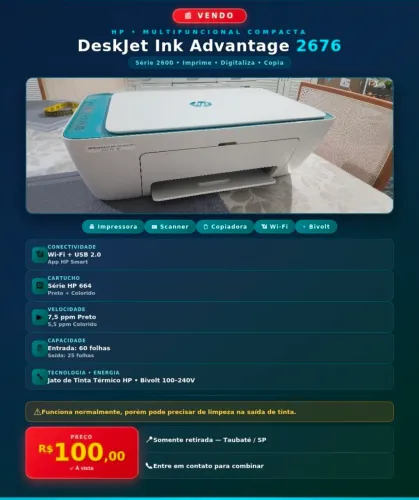 Impressora HP deskjet 2676 